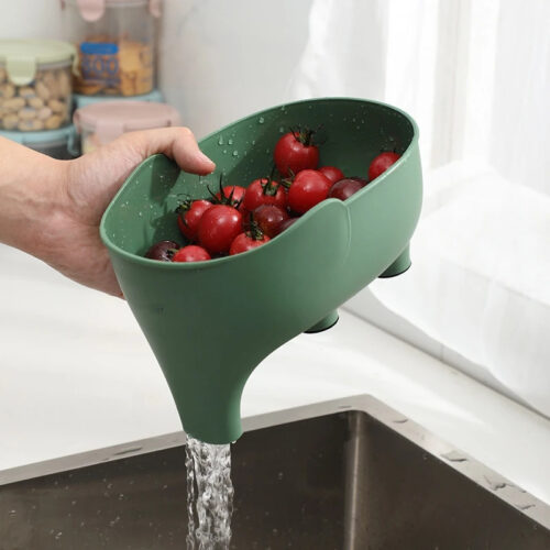 Drain Basket Kitchen Bathroom Sink Food Strainer Collapsible Plastic Drainage Vegetable Fruits Dish Microfiber