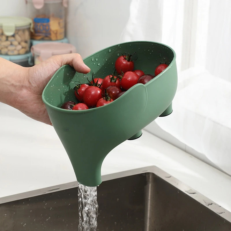 Drain Basket Kitchen Bathroom Sink Food Strainer Collapsible Plastic Drainage Vegetable Fruits Dish Microfiber