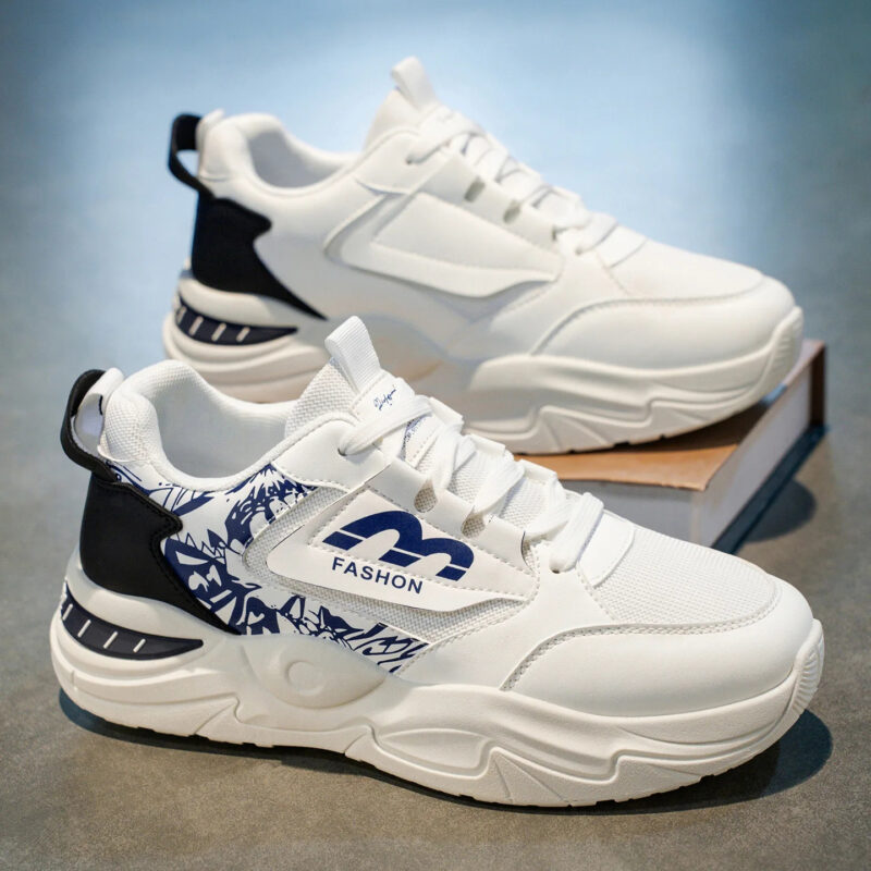 Spring and Autumn Men's New Breathable High Top Men's Trendy Versatile Thick Bottom Casual Student Sports Shoes