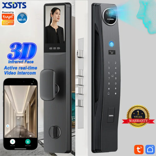 XSDTS CS40 Face Recognition Smart Lock Tuya Video Intercom WiFi Camera Fingerprint Door Lock with Multilingual