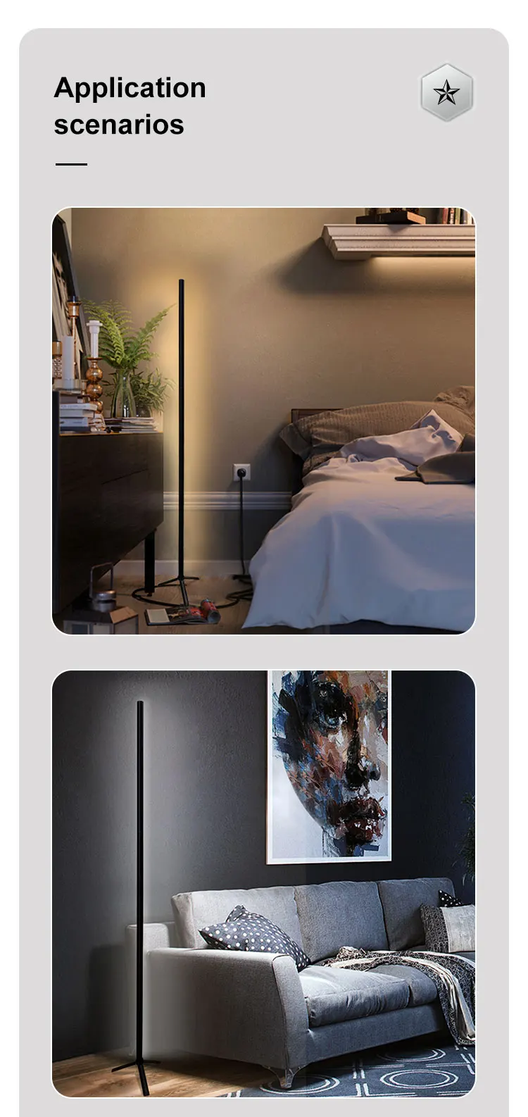 Indoor Home Decor Smart Corner Floor Standing Standard Lamp Lighting Modern Stand Floor Light LED RGB Floor Lamps