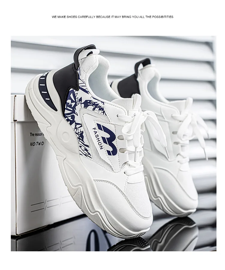 Spring and Autumn Men's New Breathable High Top Men's Trendy Versatile Thick Bottom Casual Student Sports Shoes