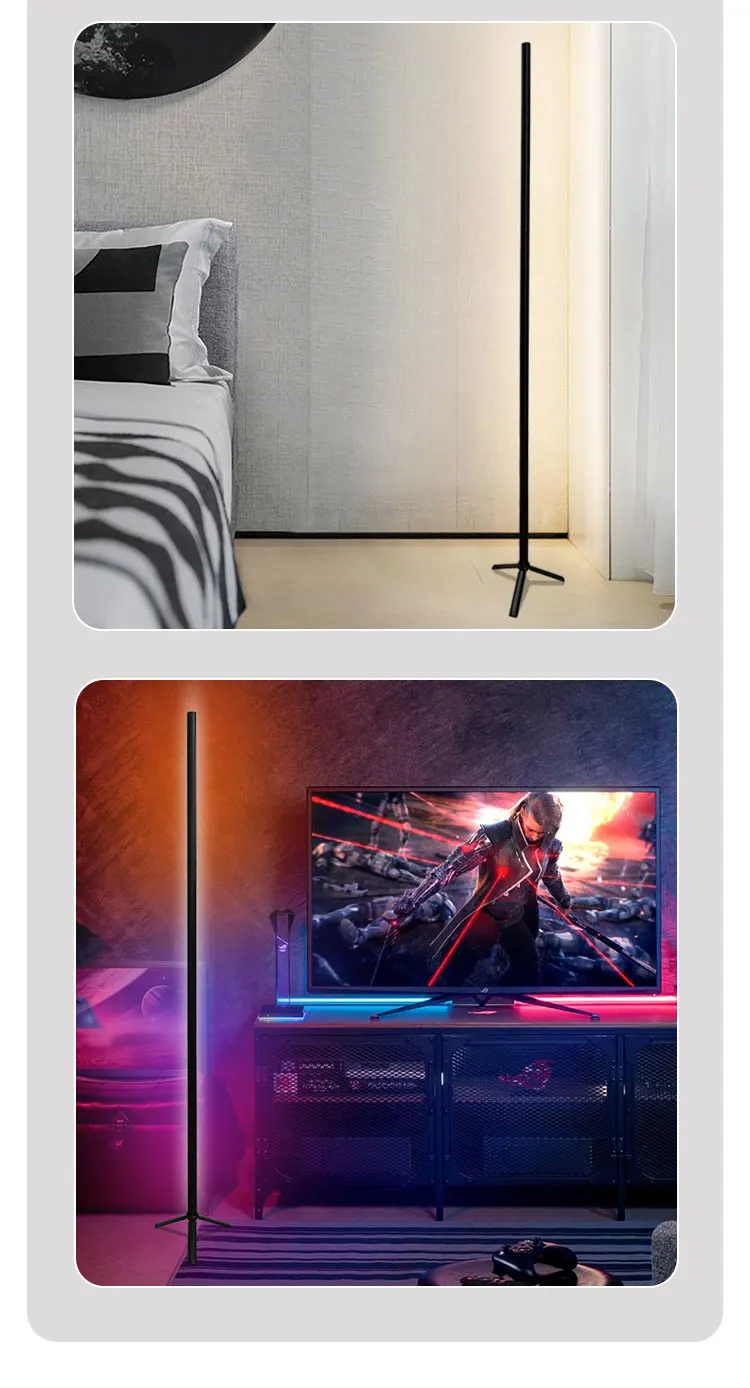 Indoor Home Decor Smart Corner Floor Standing Standard Lamp Lighting Modern Stand Floor Light LED RGB Floor Lamps