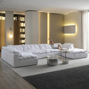 American Large Modular Sectional Sofa — Nordic U-Shape Cloud Couch Bed with Down Filling for Living Room, Apartment & Villa