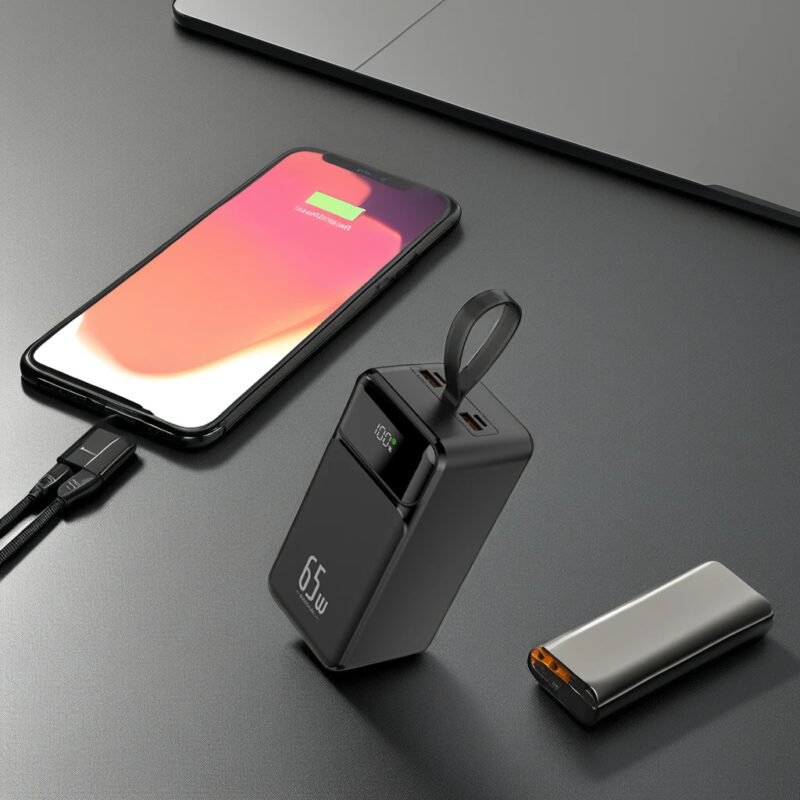 Real Capacity PD65W 50000mAh Power Bank 22.5W USB Outdoor Fast Charger Portable Phone Charger Large 65W Output Aluminum