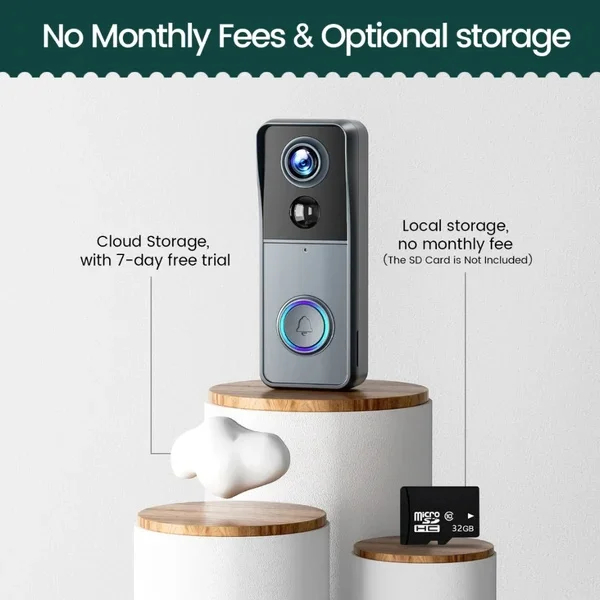 1080P HD Video Doorbell Intercom Night Vision Smart 2-Way Calling Doorbell Camera Waterproof Smart Wireless Door Phone