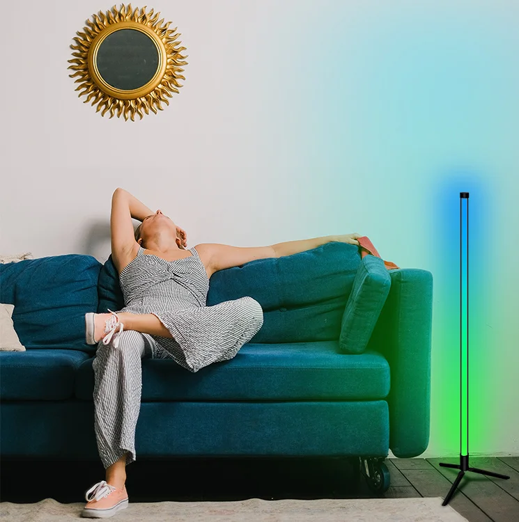 Indoor Home Decor Smart Corner Floor Standing Standard Lamp Lighting Modern Stand Floor Light LED RGB Floor Lamps