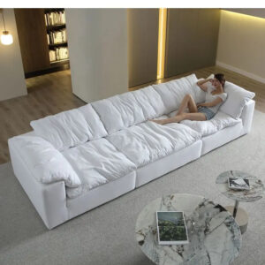 American Large Modular Sectional Sofa — Nordic U-Shape Cloud Couch Bed with Down Filling for Living Room, Apartment & Villa