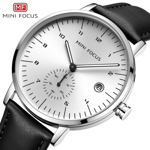 The Mini Focus MF0303G is a stylish men’s analog wristwatch designed for daily elegance and functionality. Featuring a clean, silver-toned dial and a classic leather strap, this timepiece captures a refined yet understated look. It runs on a reliable quartz movement and offers 30 m (3 ATM) water resistance, making it suitable for everyday wear — from office settings to casual evenings.