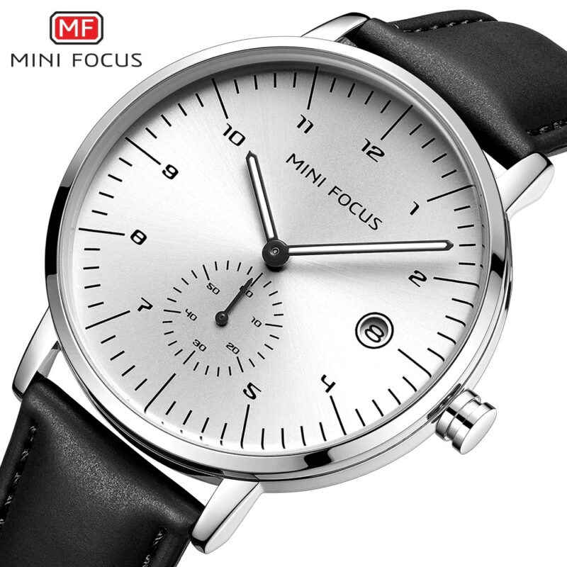 The Mini Focus MF0303G is a stylish men’s analog wristwatch designed for daily elegance and functionality. Featuring a clean, silver-toned dial and a classic leather strap, this timepiece captures a refined yet understated look. It runs on a reliable quartz movement and offers 30 m (3 ATM) water resistance, making it suitable for everyday wear — from office settings to casual evenings.