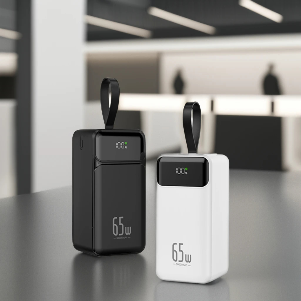 Real Capacity PD65W 50000mAh Power Bank 22.5W USB Outdoor Fast Charger Portable Phone Charger Large 65W Output Aluminum