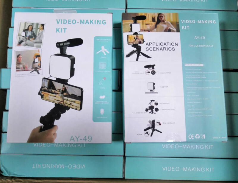 AY-49 Video-Making Kit Camera Phone Octopus Tripod Video Kit Led Light Microphone Tripod Hands Video Lighting Kit Selfie Stick