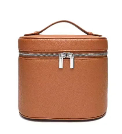 Fashion Women Makeup Organizer – PU Pebble Pattern Leather Cosmetic Storage Case with Removable Dividers