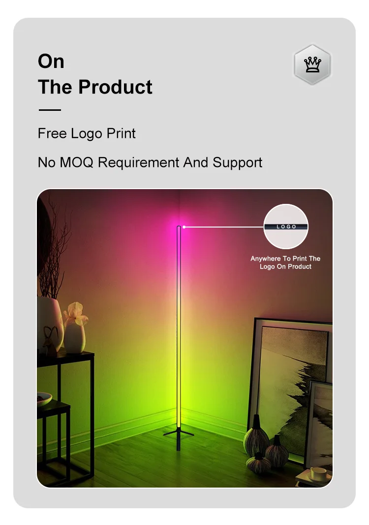 Indoor Home Decor Smart Corner Floor Standing Standard Lamp Lighting Modern Stand Floor Light LED RGB Floor Lamps