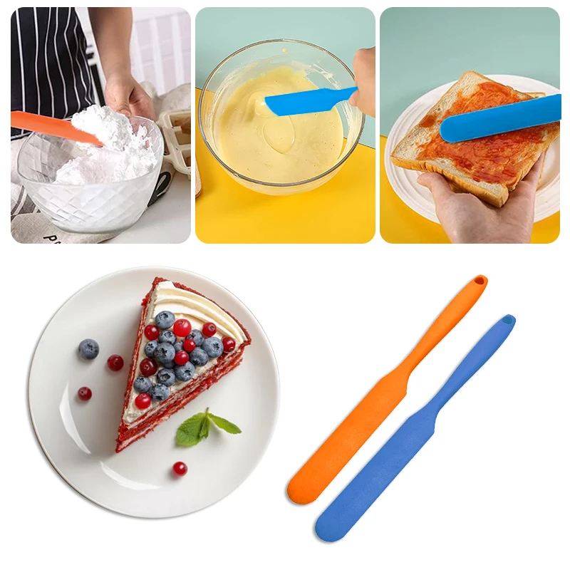Cake Tool Food Grade Silicone Spatula Heat Resistant Soft One-piece Silicone Long Spatula Cream Long Spatula