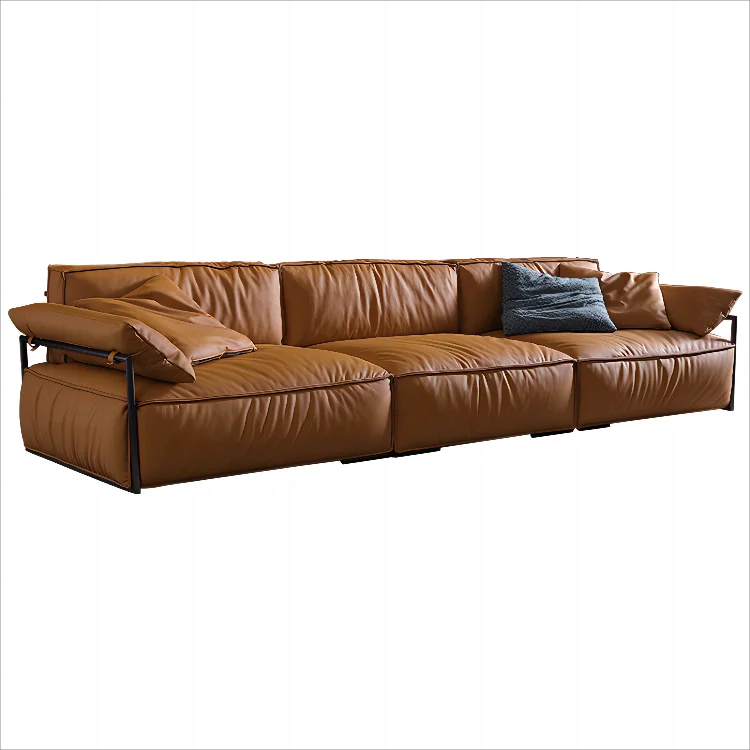 Italian Luxury Reversible Sectional Sofa — Genuine Leather Bubble Shape Modular Couch for Modern Living Rooms, Apartments & Villas