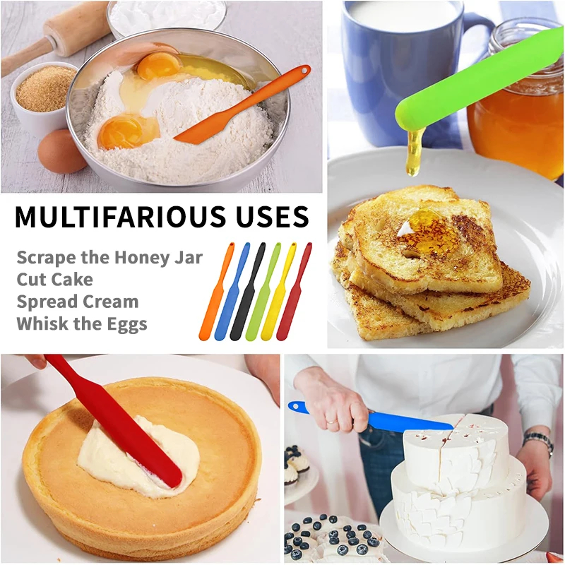 Cake Tool Food Grade Silicone Spatula Heat Resistant Soft One-piece Silicone Long Spatula Cream Long Spatula