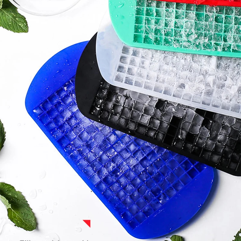 Kitchen Ice Cube Trays Water Easy-Release Silicone Flexible 160-Ice Cube Trays With Spill-Resistant Removable Lid