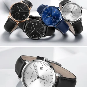 The Mini Focus MF0303G is a stylish men’s analog wristwatch designed for daily elegance and functionality. Featuring a clean, silver-toned dial and a classic leather strap, this timepiece captures a refined yet understated look. It runs on a reliable quartz movement and offers 30 m (3 ATM) water resistance, making it suitable for everyday wear — from office settings to casual evenings.