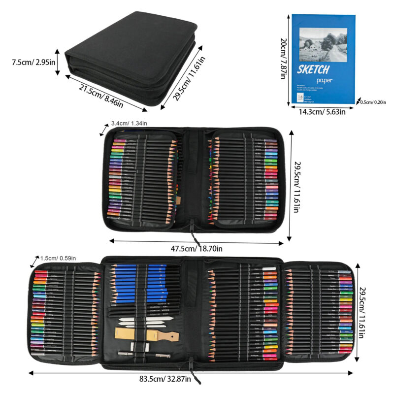 Professional 145pcs Art Set 120-Color Pencil for Drawing with 120 Vibrant Colors