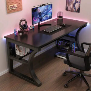 Custom Large Computer Racing RGB Light Gamer Table and Chair Set for Office Gaming Desk With LED