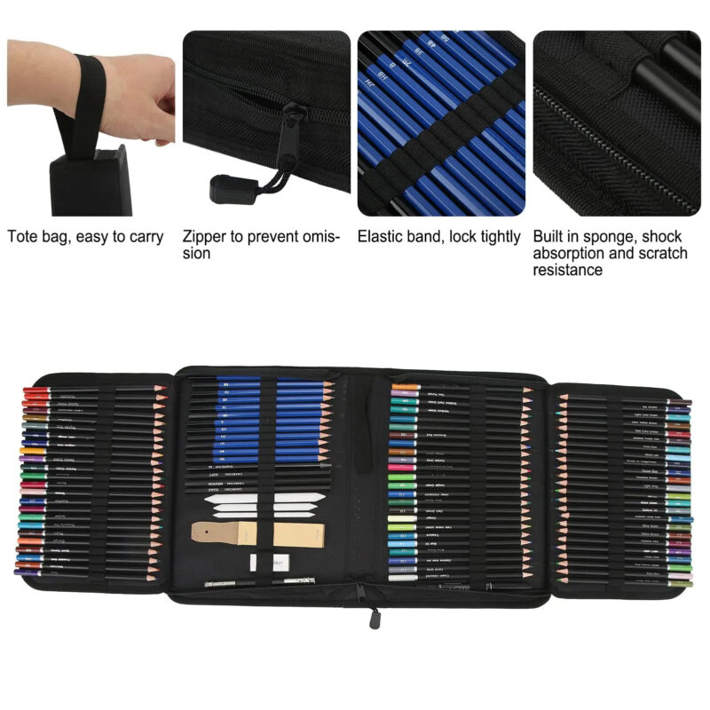 Professional 145pcs Art Set 120-Color Pencil for Drawing with 120 Vibrant Colors