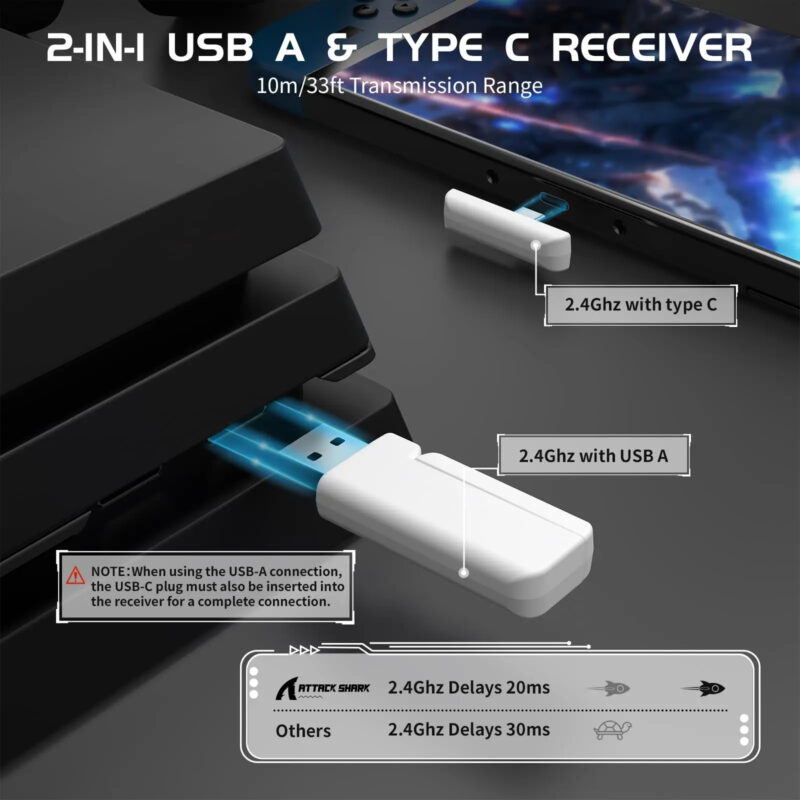 ATTACK SHARK L80PRO Wireless Gaming Headset Lightweight Headphones with 20ms Low Latency 3 Modes 300mAh Battery for Gaming